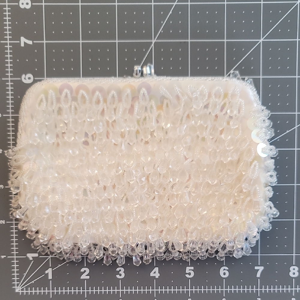 Walborg White Beaded Clutch Vintage